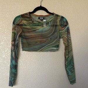 Poster girl // dolls kill Multicolor Swirl Long Sleeve Crop Top